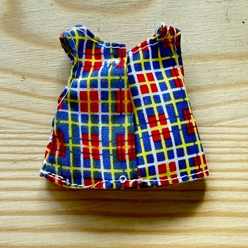 Vintage Barbie Kelly Doll Dress Multicolor Plaid Pattern Y2K - Picture 4 of 4